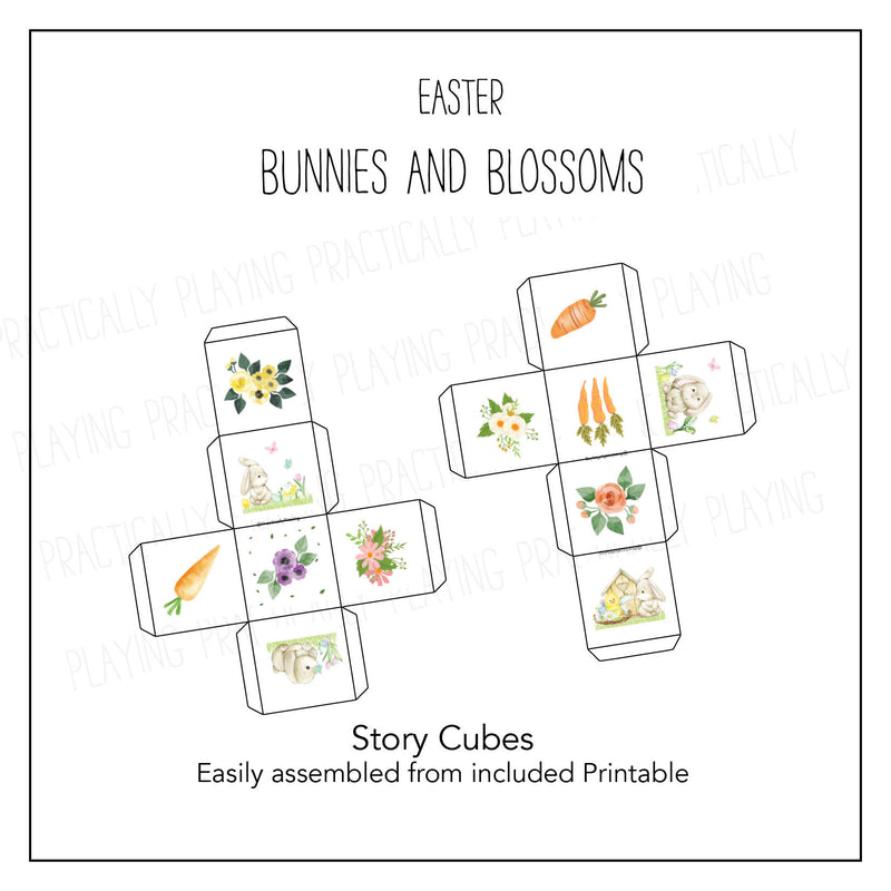 Easter Card Bunnies and Blossoms