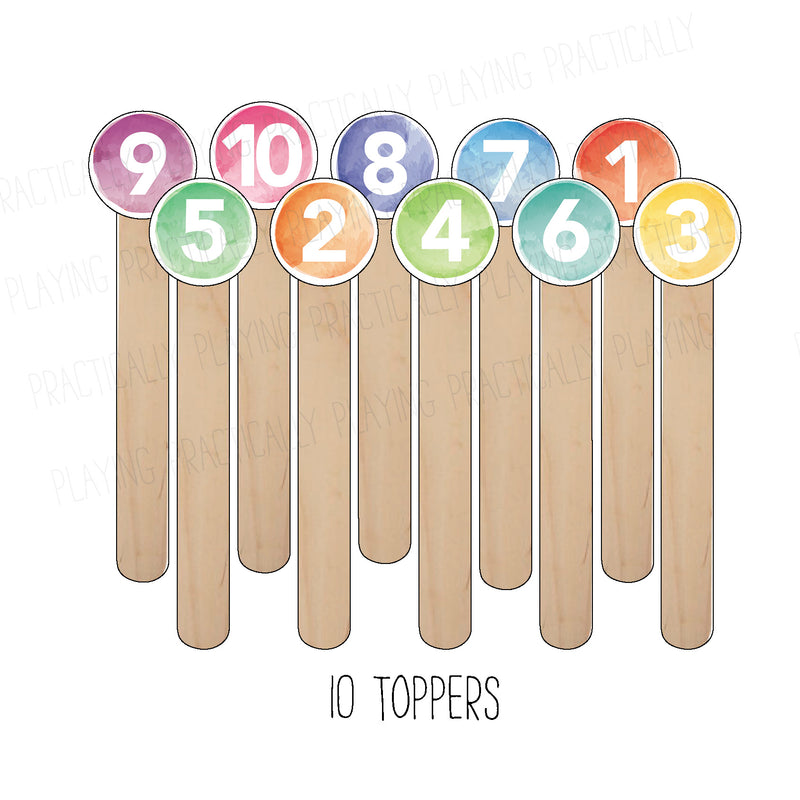 Learning Numbers Craft Stick Covers and Toppers 1