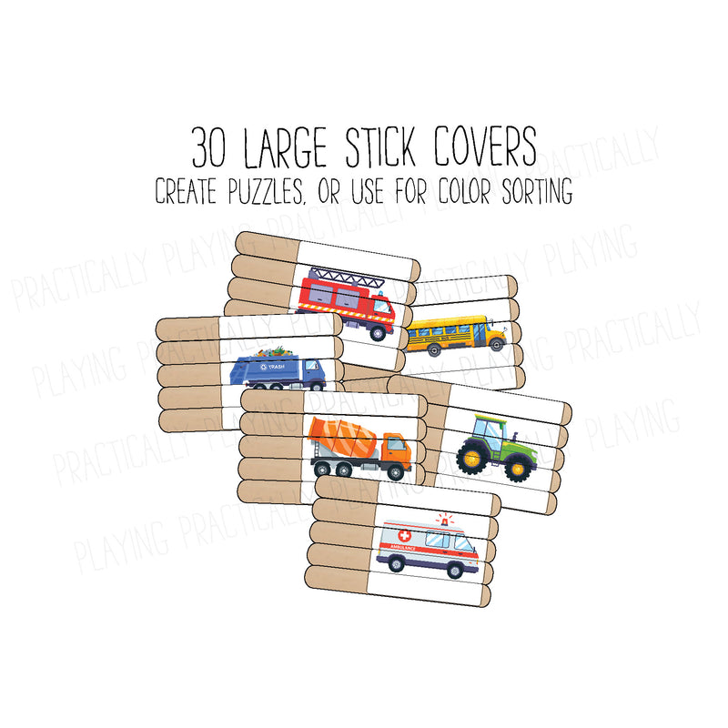 Wheels on the Bus Craft Stick Covers and Toppers