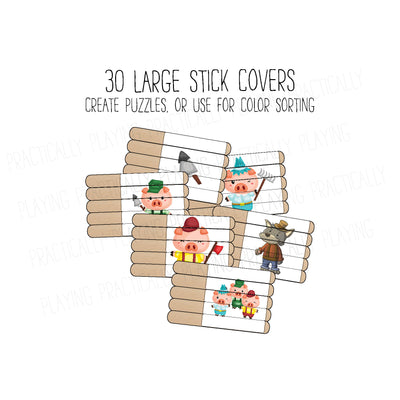 Three Little Pigs Craft Stick Covers and Toppers