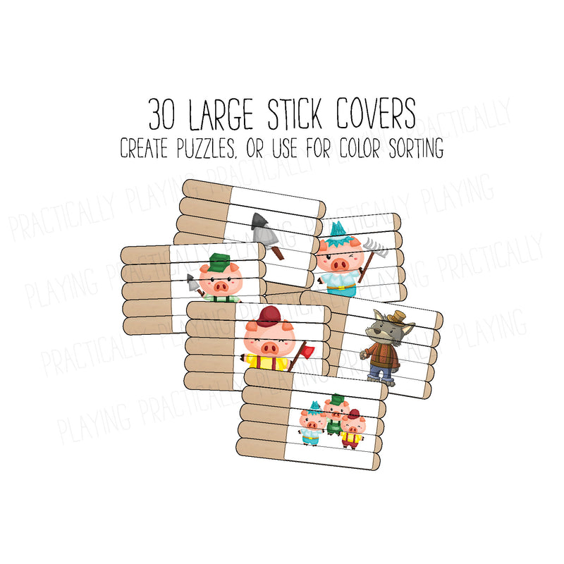 Three Little Pigs Craft Stick Covers and Toppers