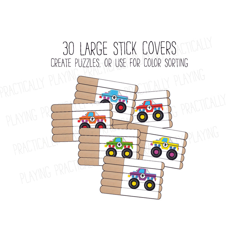 Monster Trucks Craft Stick Covers and Toppers A
