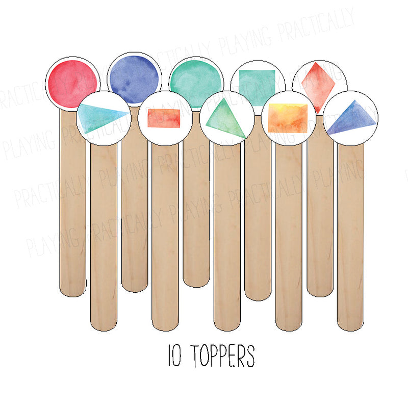 Watercolor Shapes Craft Stick Covers and Toppers