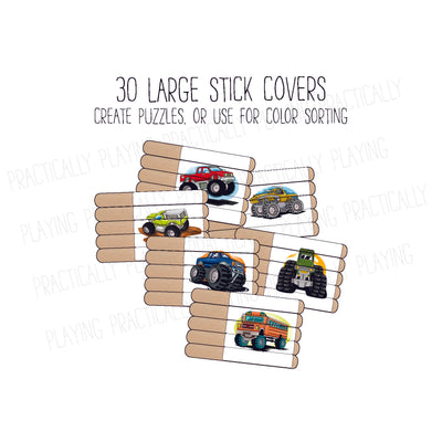 Monster Trucks Craft Stick Covers and Toppers C