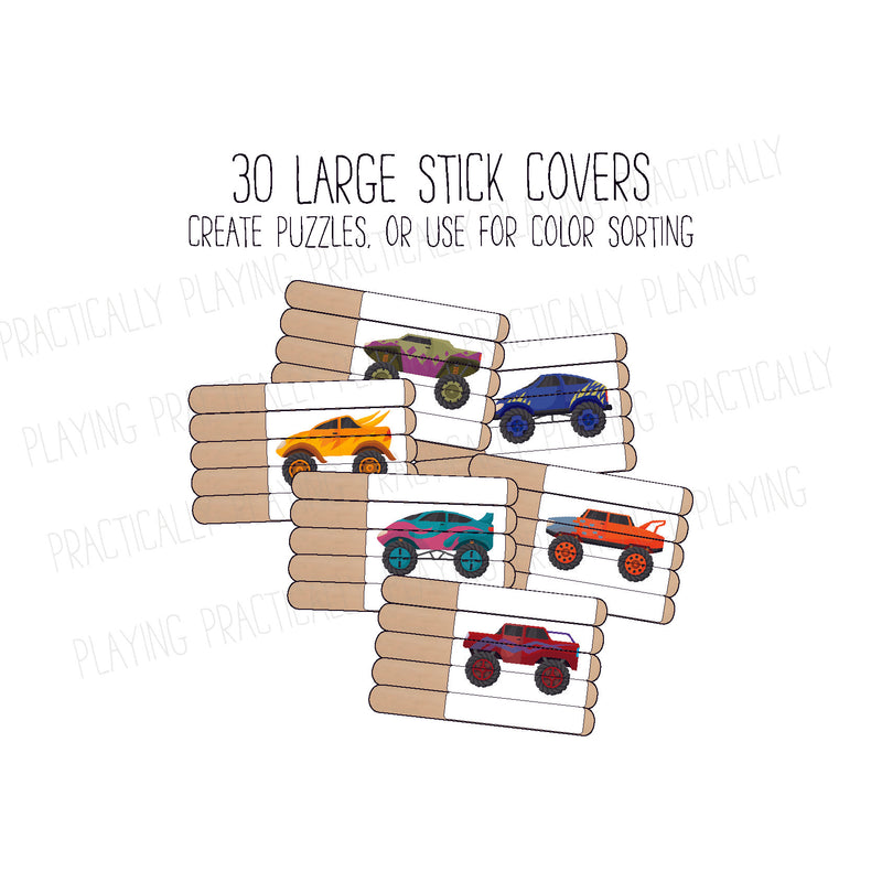 Monster Trucks Craft Stick Covers and Toppers D