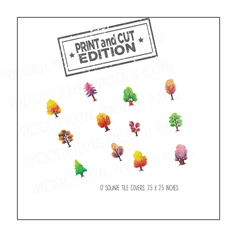 Colorful Trees Constructable Mini Pack - Cricut Print and Cut Compatible