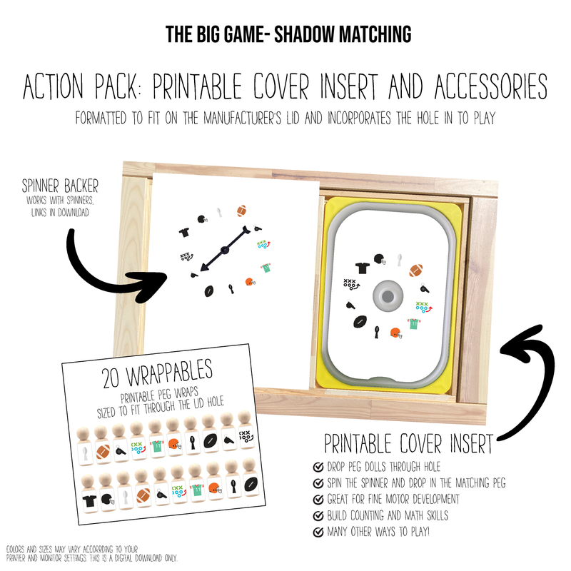 The Big Game Football Shadow Matching Printable Play Pack