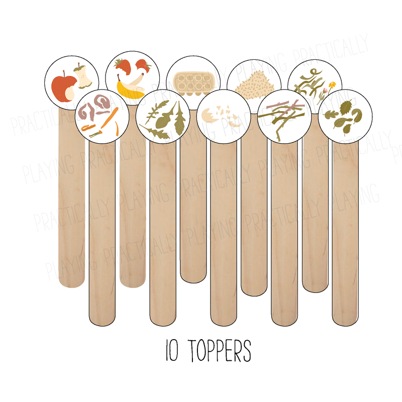 Worm Food Craft Stick Covers and Toppers
