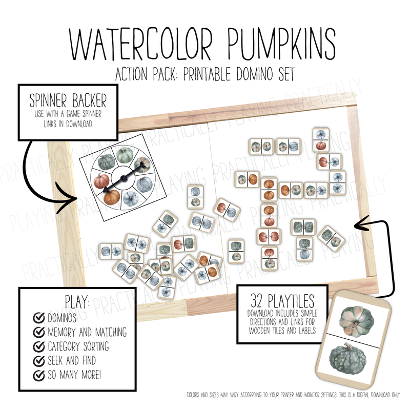 Watercolor Pumpkins Domino Game Pack