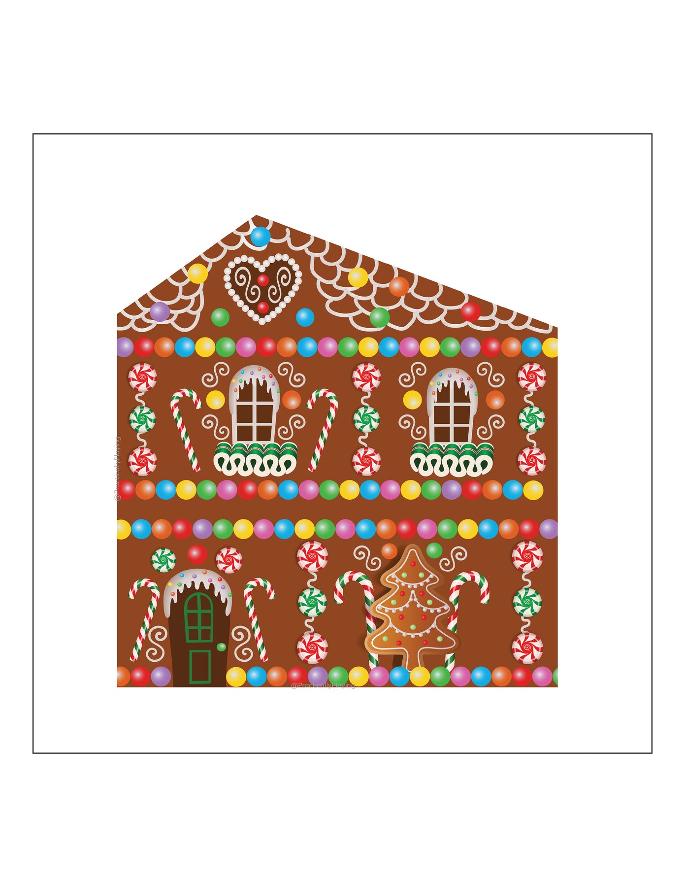 Gingerbread House Dollhouse Printable Insert Practically Playing