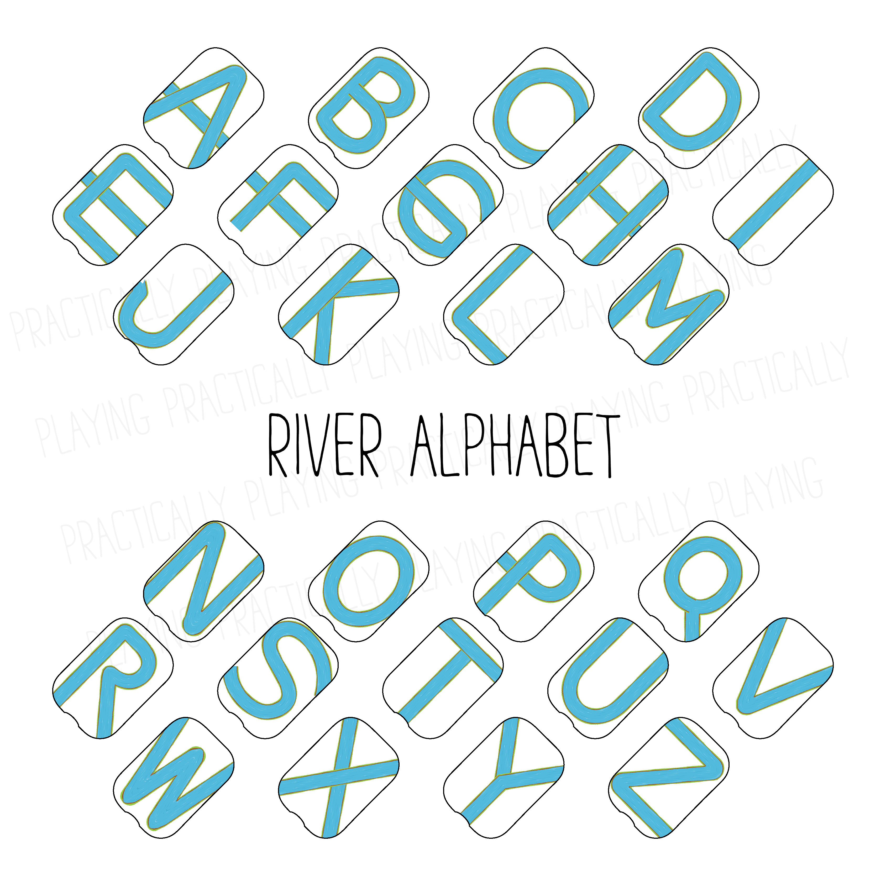 River Alphabet Printable Insert Pack – Practically Playing