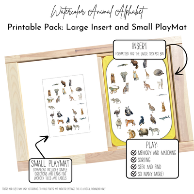 Watercolor Animal Alphabet Insert Action Pack