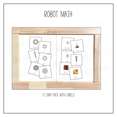 Robot Math Card Pack with Labeled Cards & Print and Fold Box