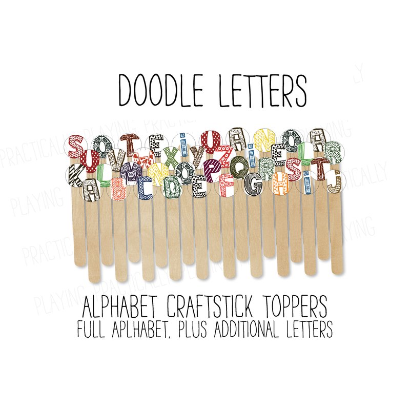 Doodle  Alphabet Craft Stick Covers and Toppers