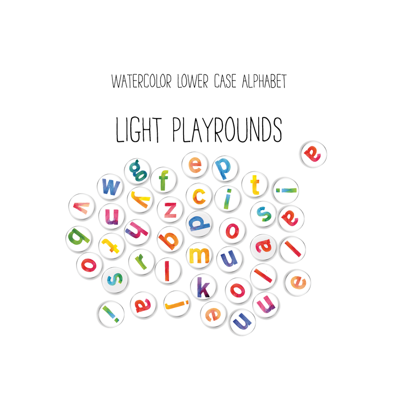 Watercolor Lowercase Alphabet Light PlayRound Pack