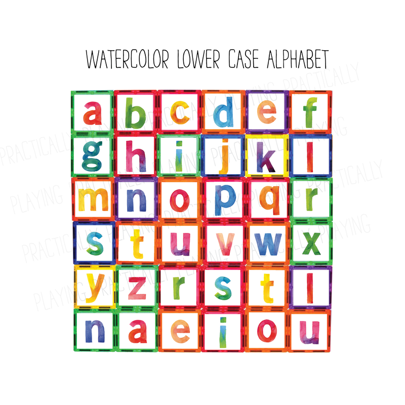 Watercolor Lowercase Alphabet Constructable