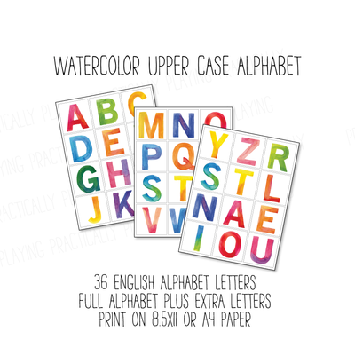 Watercolor Upppercase Alphabet Constructable