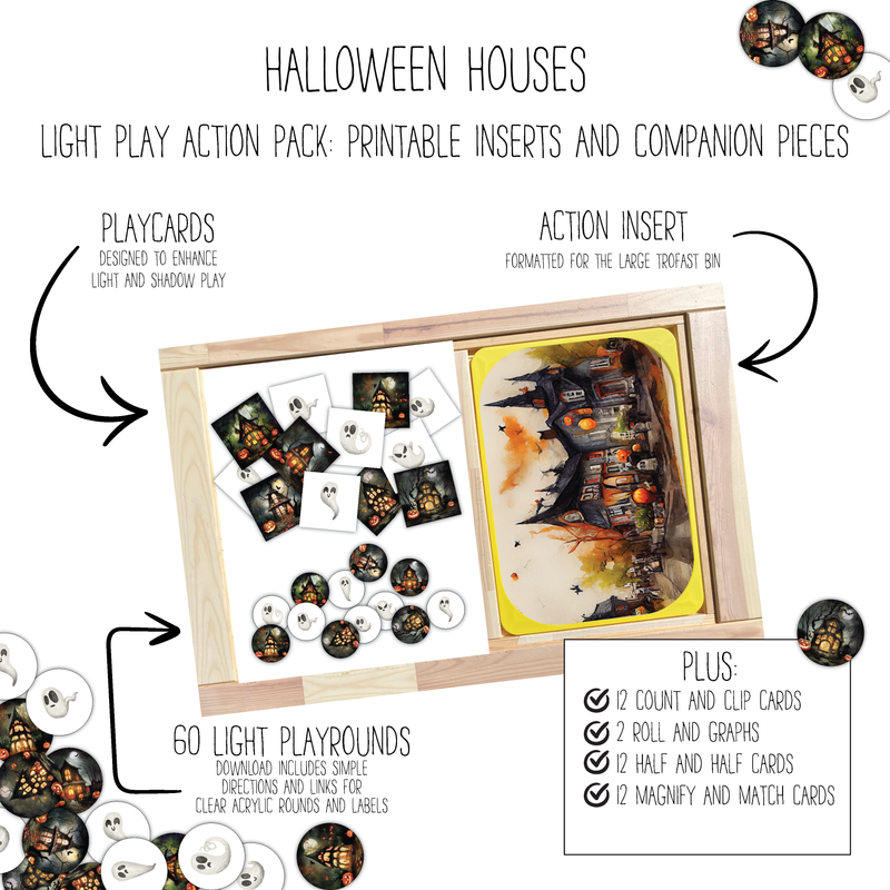 Halloween Houses & Ghosts Light Play Action Pack