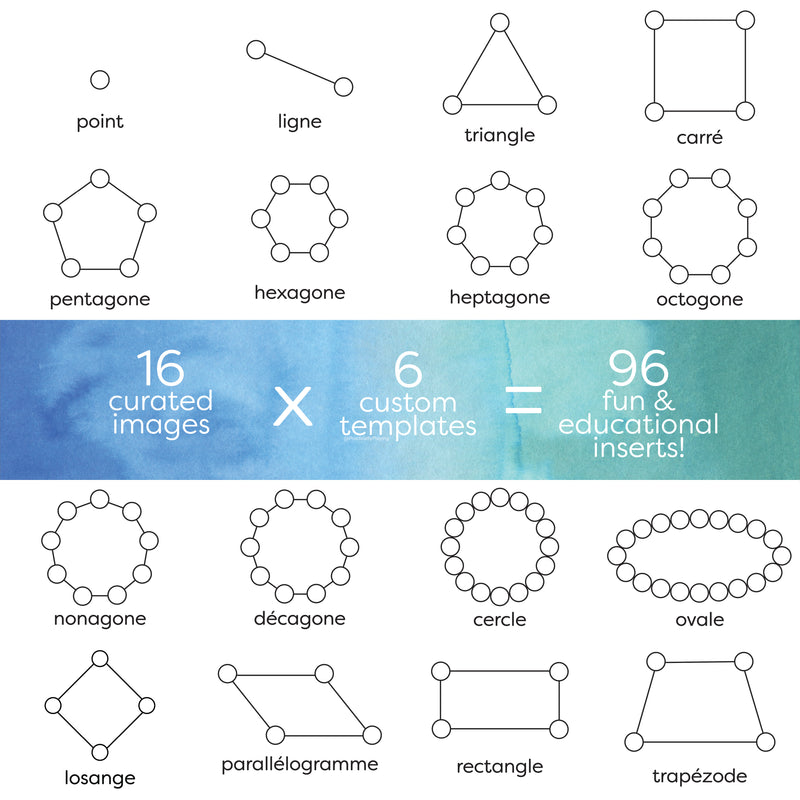 Math Foundations: 1-10 Shapes, French Version (Flisat Printable Inserts- 16 Pack)