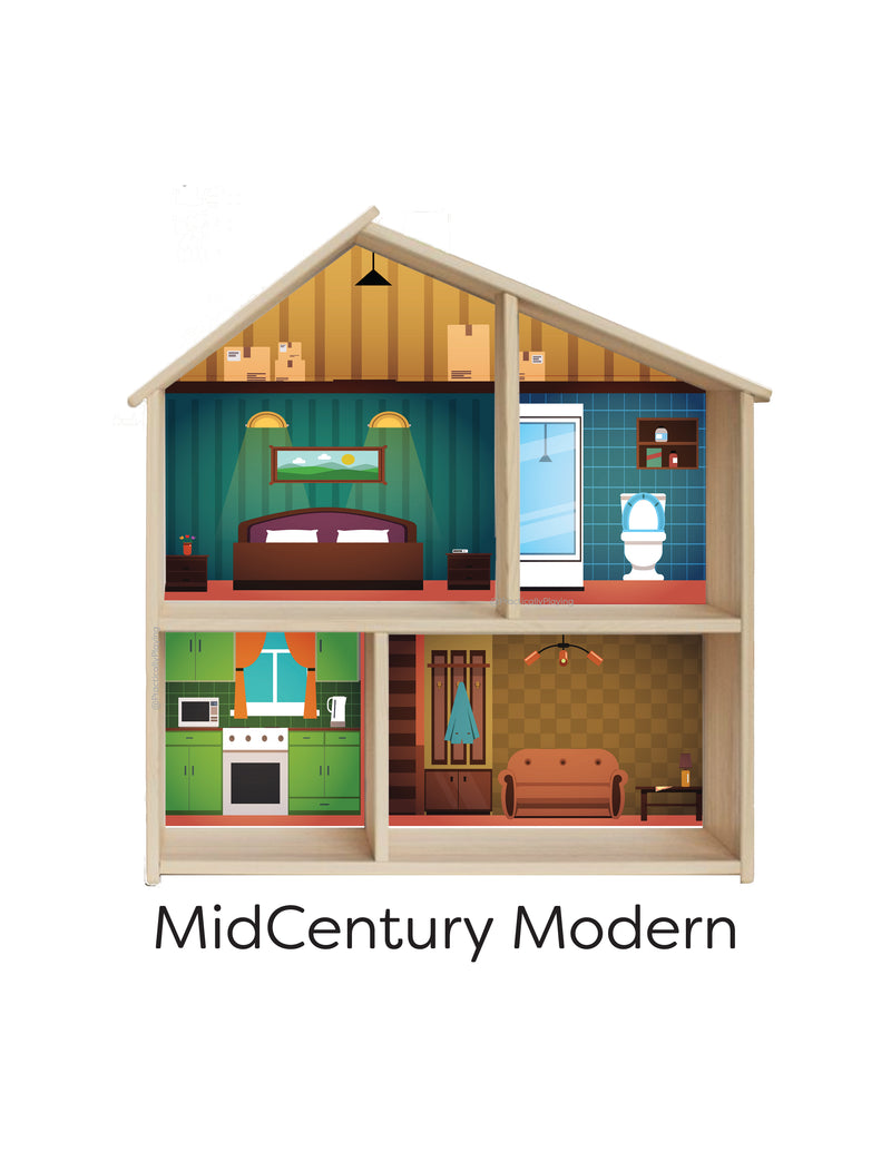 Mid-Century Modern Dollhouse Printable Insert