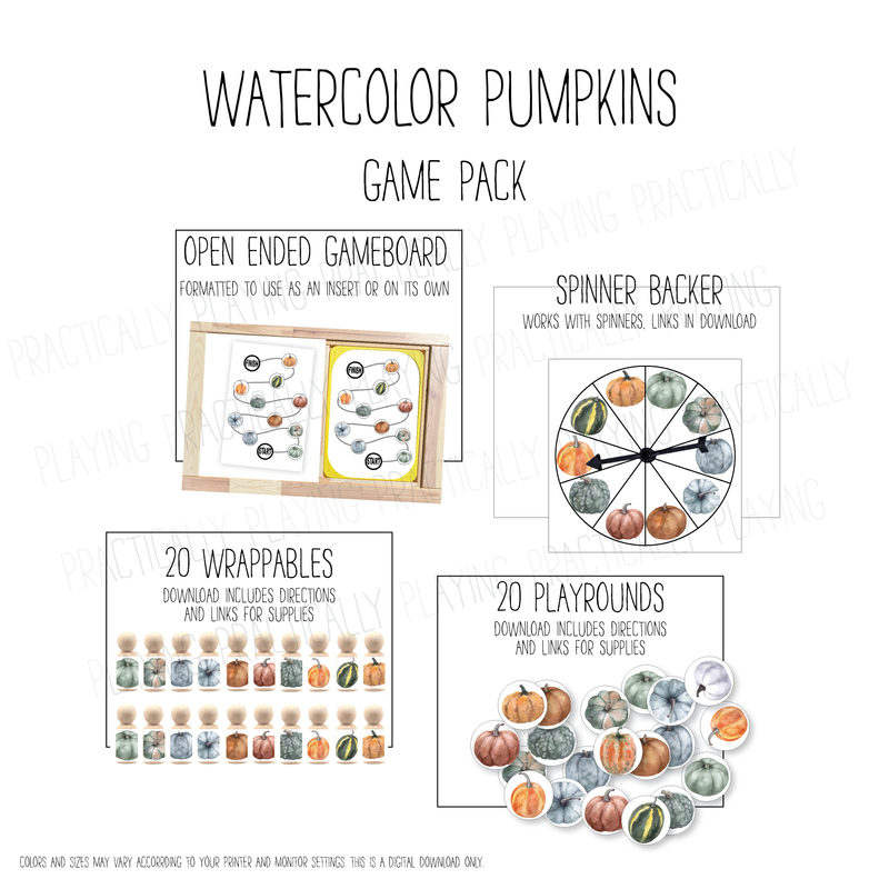 Watercolor Pumpkins PlayRound Open Ended Game