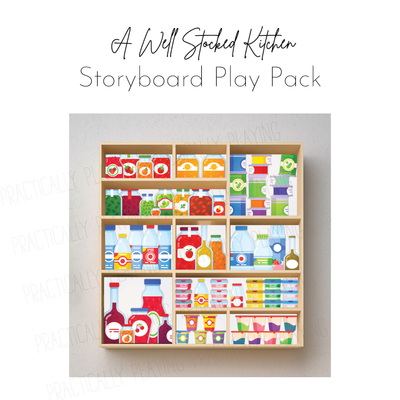A Well Stocked Kitchen Story Board Shelf with Wrappables