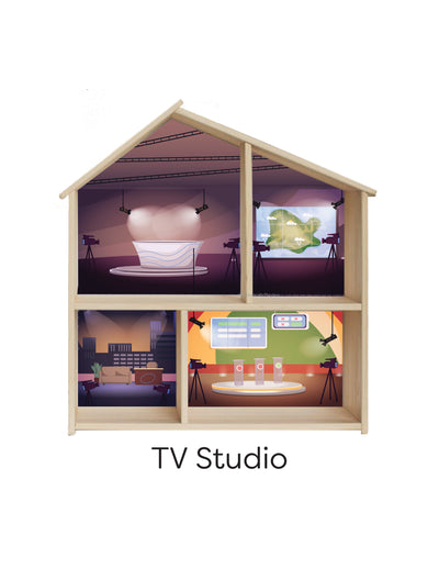 TV Studio Dollhouse Printable Insert