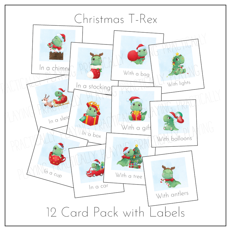 Christmas T-Rex Three Part Cards