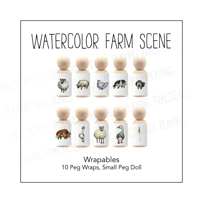 Watercolor Farm Wrapable Peg Pack