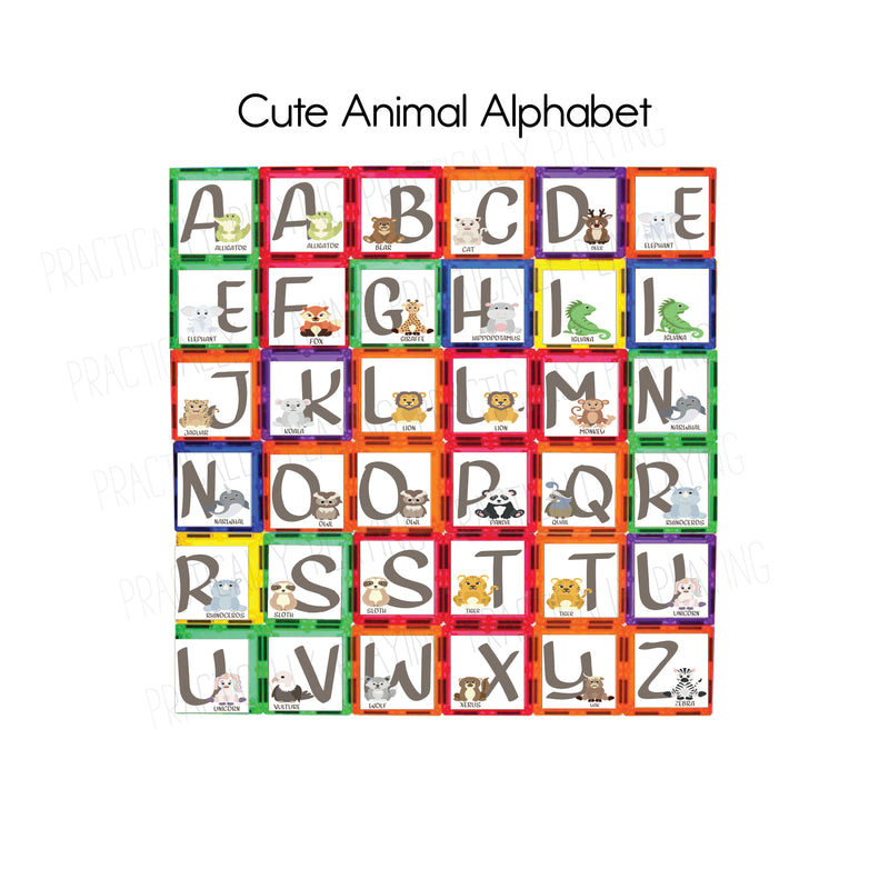 Cute Animal Alphabet Constructables Mega Builder Kit: Printable Tiles and Playmats VIP EXCLUSIVE