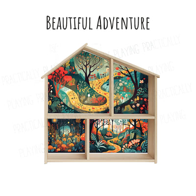 Beautiful Adventure House Pack Dollhouse Pack: Printable Dollhouse Insert and 2 Playmats