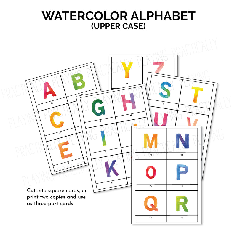 Watercolor Alphabet UPPERCASE Action Pack