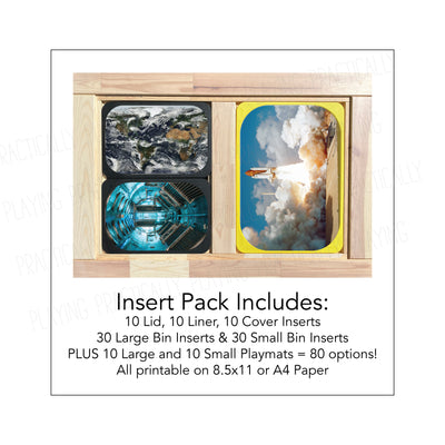 Space Exploration Versa Pack: 10 Large Printable Inserts, 10 Small Printable Inserts, 10 Printable Playmats and 10 Large Printable Cards