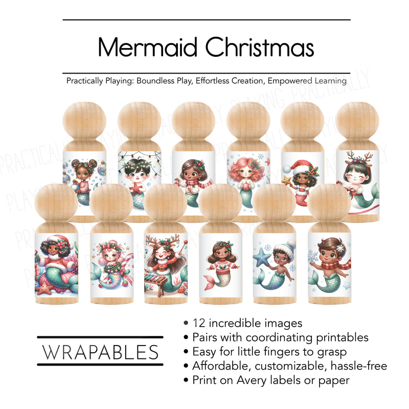Mermaid Christmas Action Pack: Printable Inserts and Loose Parts