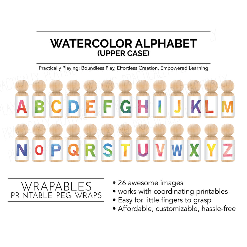 Watercolor Alphabet UPPERCASE Action Pack