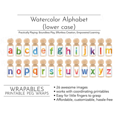 Watercolor Lower Case Alphabet Action Pack