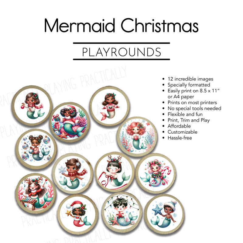 Mermaid Christmas Action Pack: Printable Inserts and Loose Parts