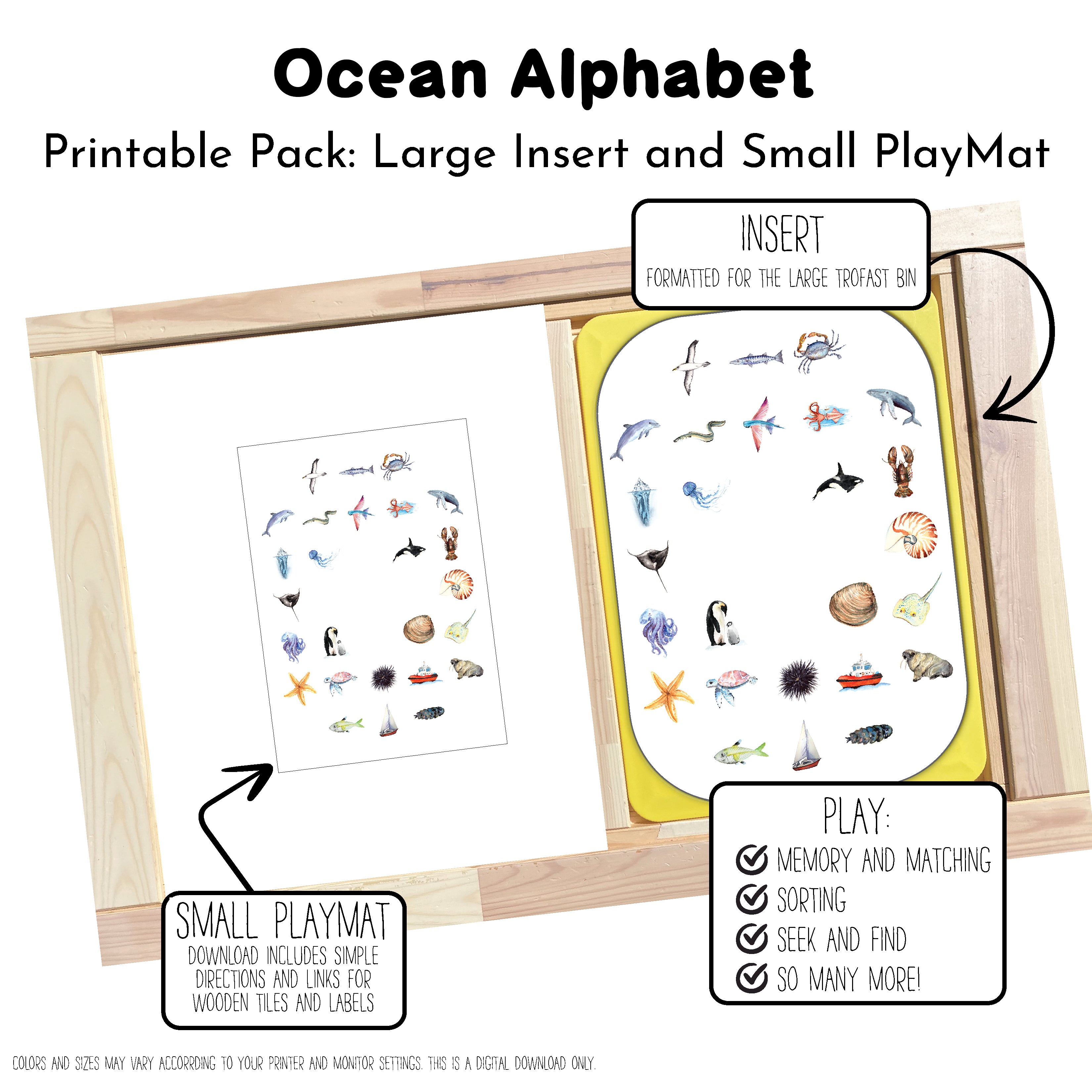 Ocean Insert Ocean Alphabet Action Pack: Printable Inserts and Loose Parts ...