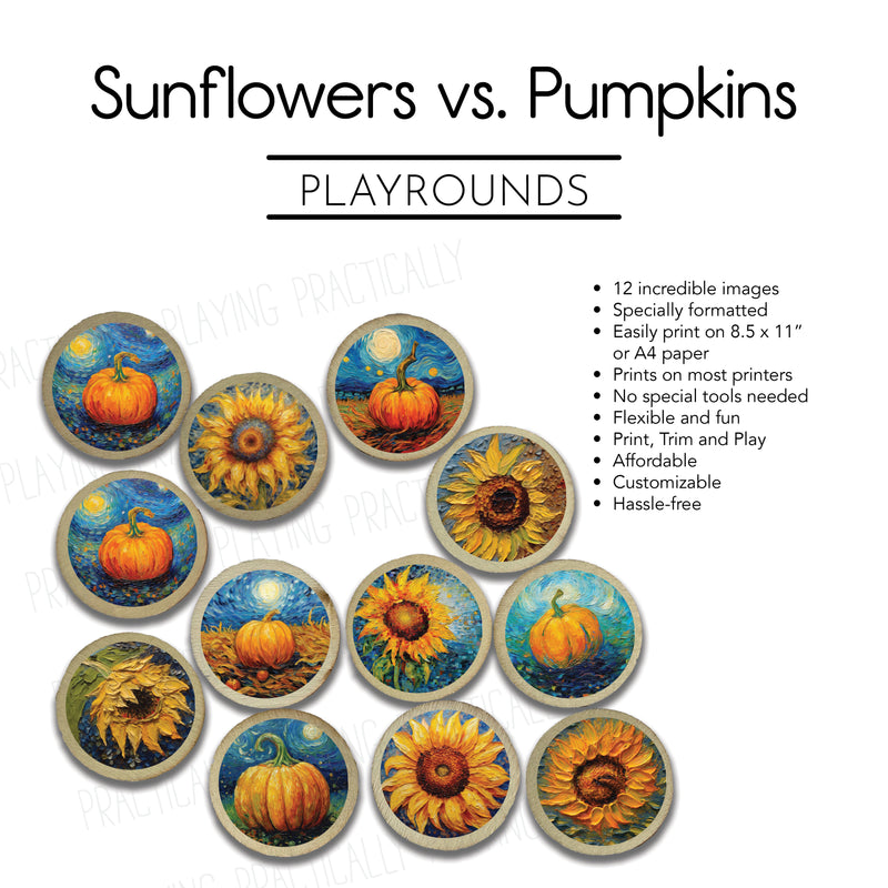 Sunflowers vs pumpkins Action Pack: Printable Inserts and Loose Parts