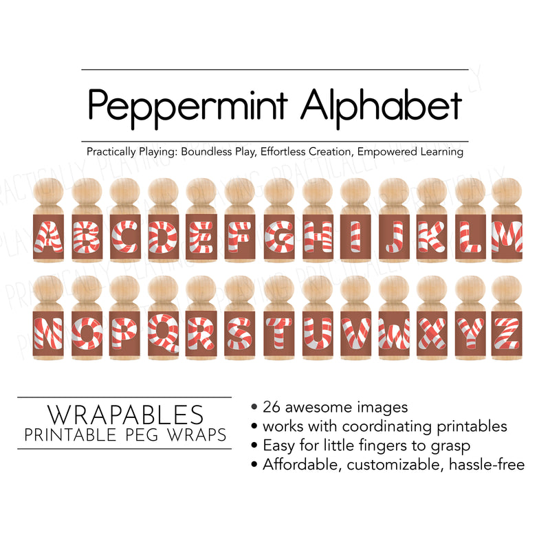 Peppermint Alphabet Action Pack: Printable Inserts and Loose Parts (Gingerbread house supplement)