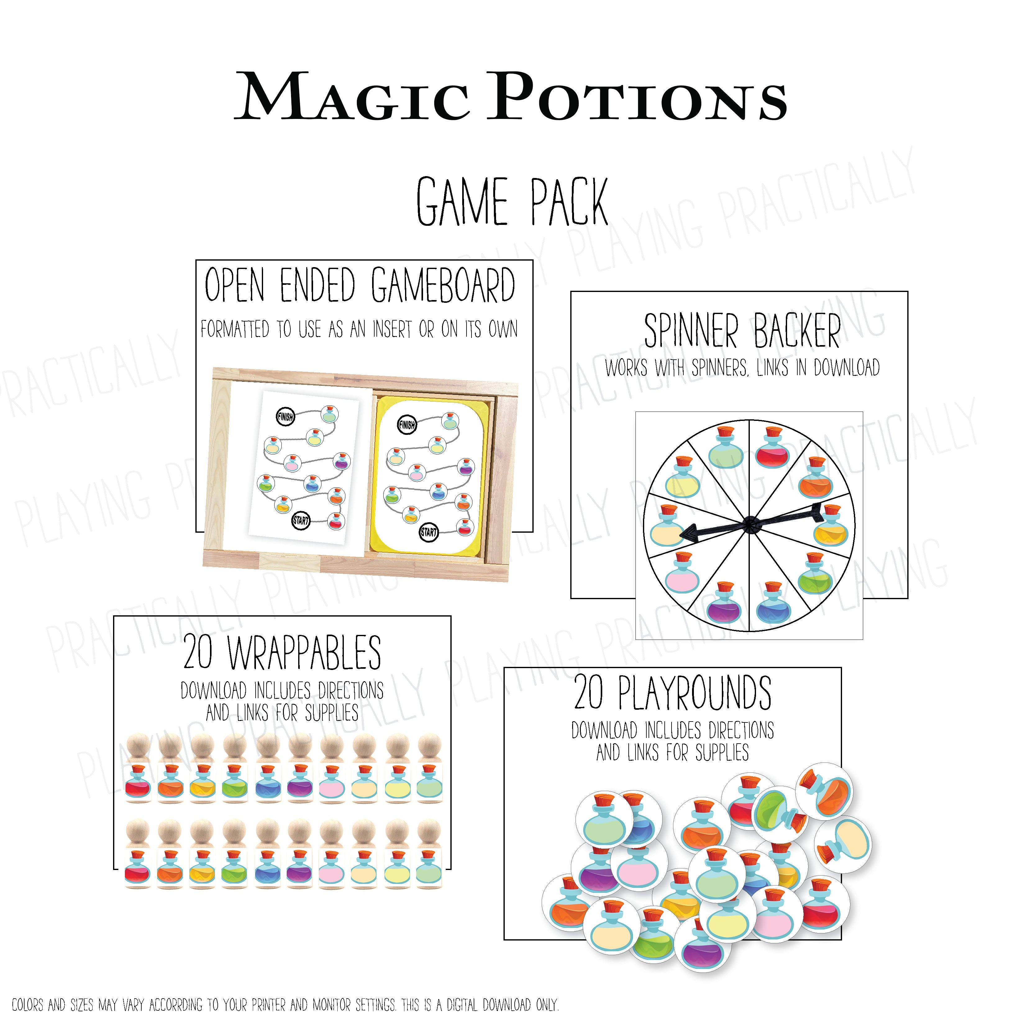 Magic Potions Puzzle and Math Pack: Printable Inserts, Dominos, Puzzle ...