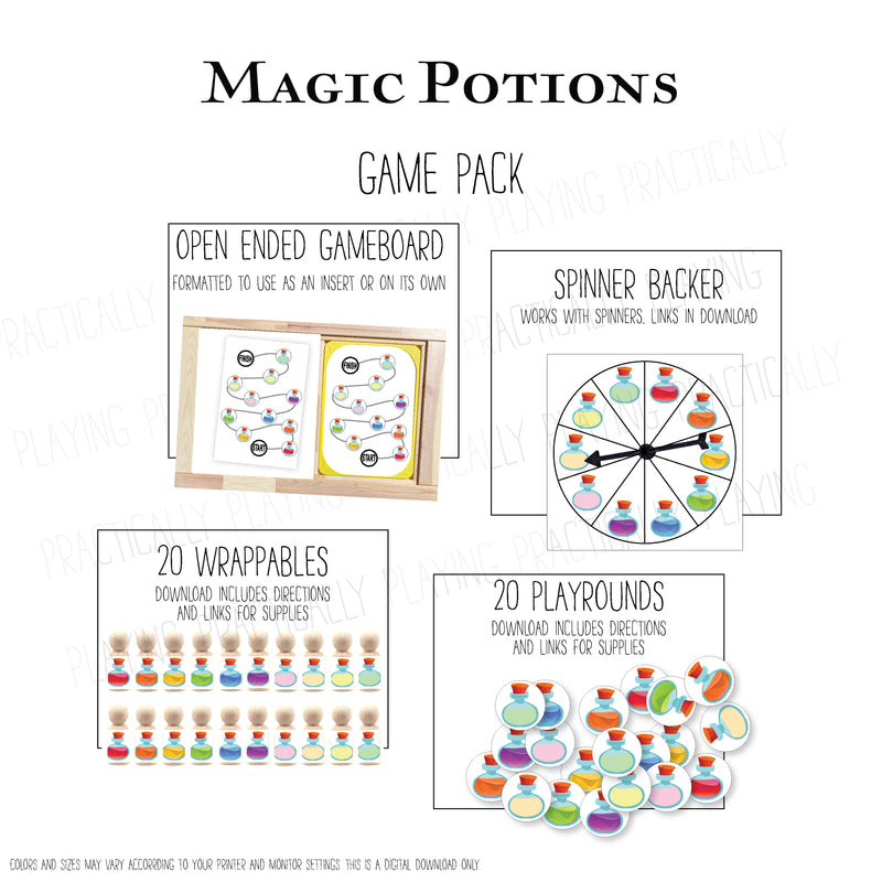 Magic Potions Puzzle and Math Pack: Printable Inserts, Dominos, Puzzles, Loose Parts and More